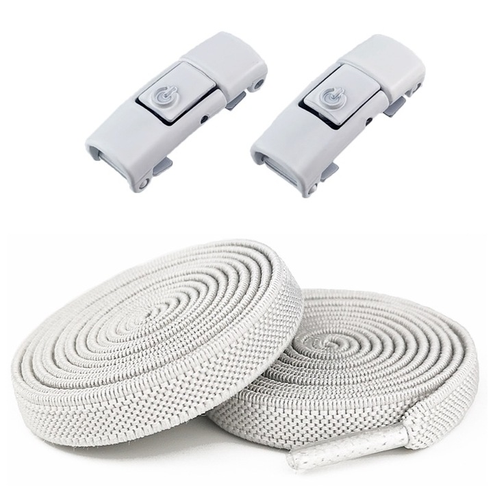 Sireturi elastice TREXORA, inchidere cu buton, 100 cm, alb