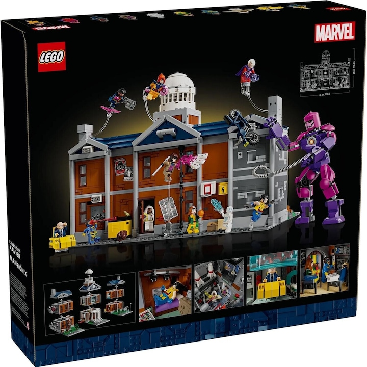 LEGO Marvel X-Men: Комплект за сглобяване на Института Ксавиер, 10 фигурки, 3093 елемента, 27x40x25 см