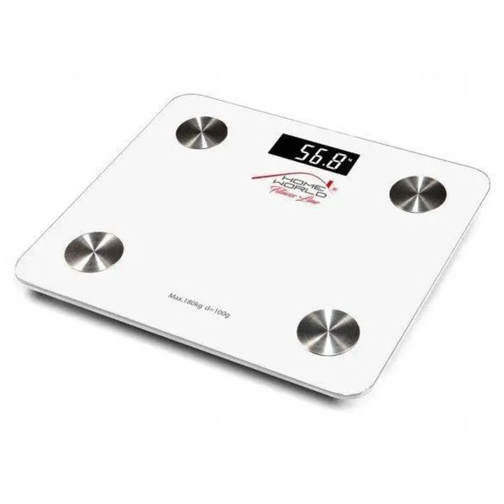 Tech-Med FIT001 телесен кантар, 180 кг, бял, с анализ на телесен състав, памет за 8 потребители
