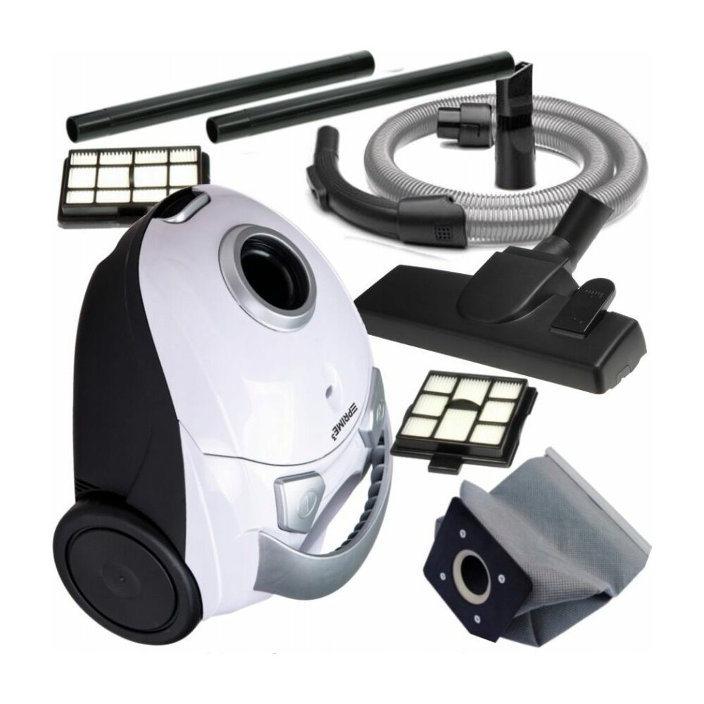 Aspirator cu sac PRIME3 SVC21, alb-negru, 700W, 2L, 4.2m cablu, set cu accesorii