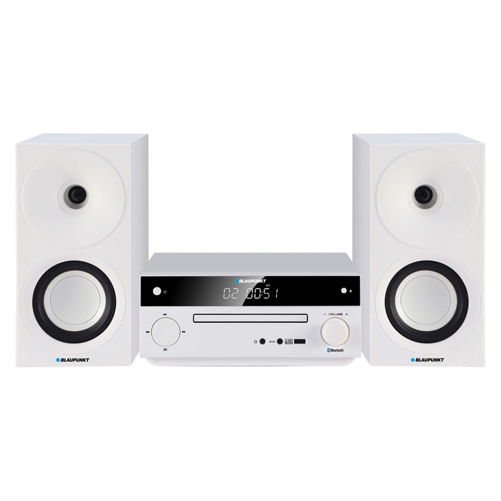 Аудио система Blaupunkt, модел MS30.2BT, 2 x 25 W, бяла, размери 248x100x267 мм