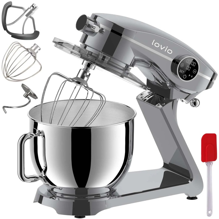 Robot de bucatarie, Lovio Home ChefMaster, aluminiu, 1800W, 10 viteze, argintiu