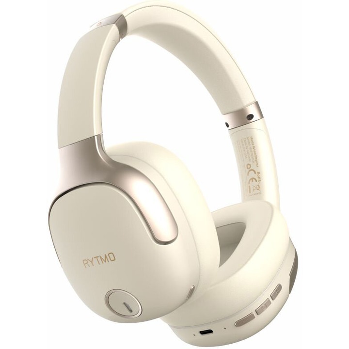 Безжични слушалки Manta, Rytmo Elegance, активиране на шумопотискане, Bluetooth 5.3, кремави