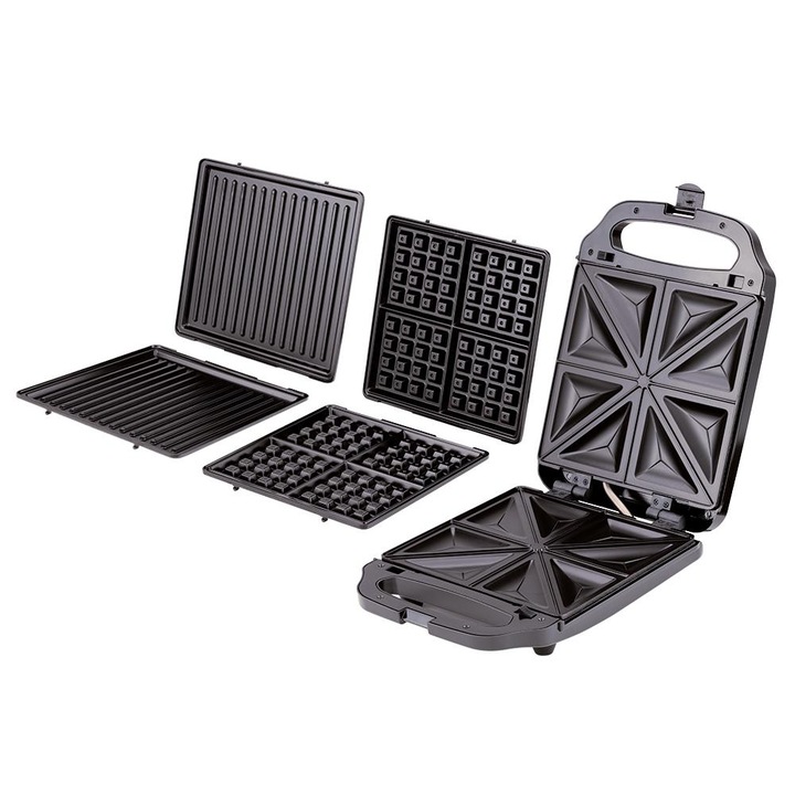 Opiekacz pentru panini Dezal, 1300W, negru, dimensiuni 28,5x38,5x20cm