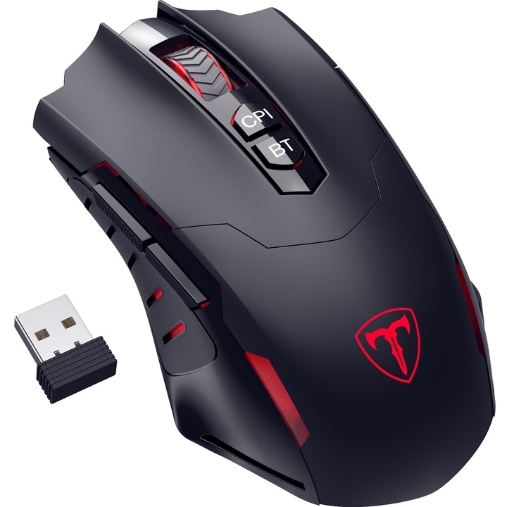 Геймърска мишка RisoPhy безжична, 7 програмируеми бутона, RGB осветление, ергономична