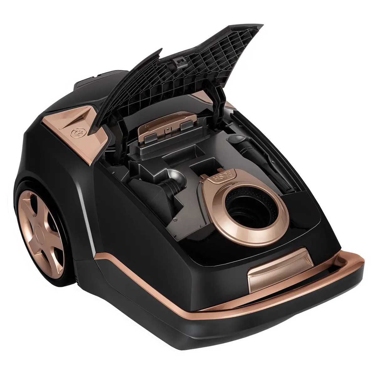 Aspirator MPM MOD-55 750W, 4L, negru-auriu, 10m raza de actiune