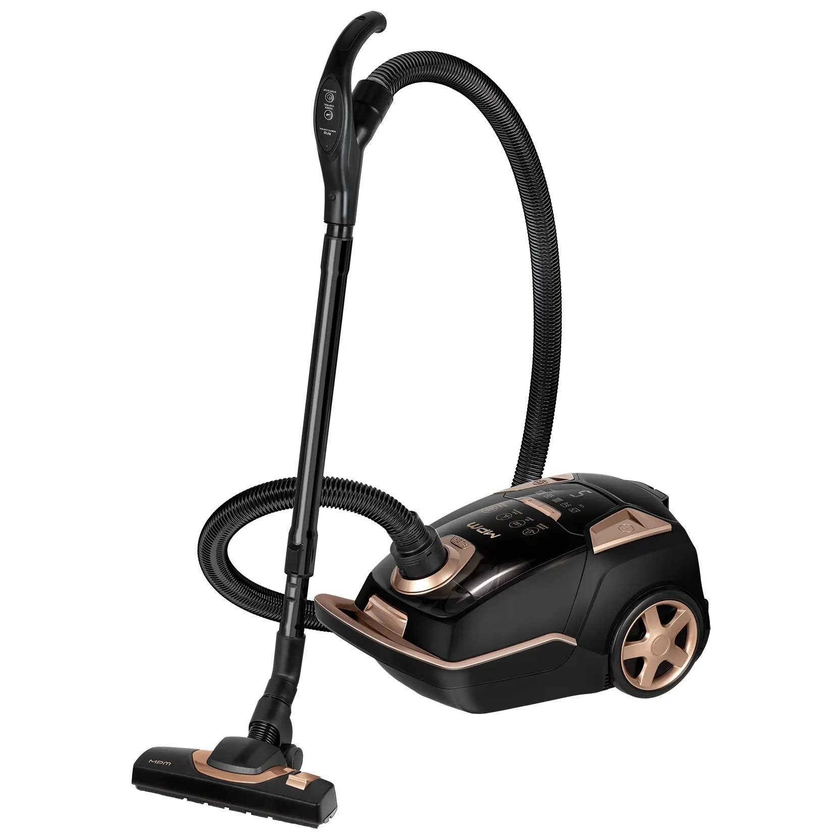 Aspirator MPM MOD-55 750W, 4L, negru-auriu, 10m raza de actiune