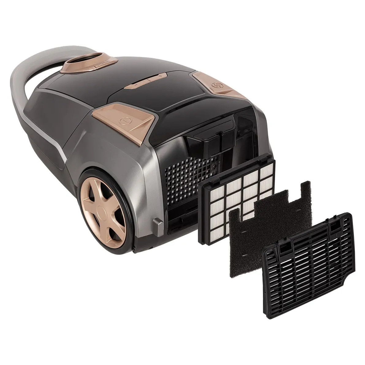 Aspirator MPM MOD-55 750W, 4L, negru-auriu, 10m raza de actiune