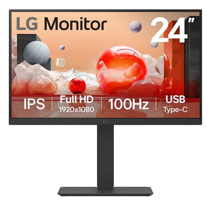23,8 hüvelykes monitor LG 24BA650-B.AEU, 1920 x 1080 pixel, 100 Hz, fekete