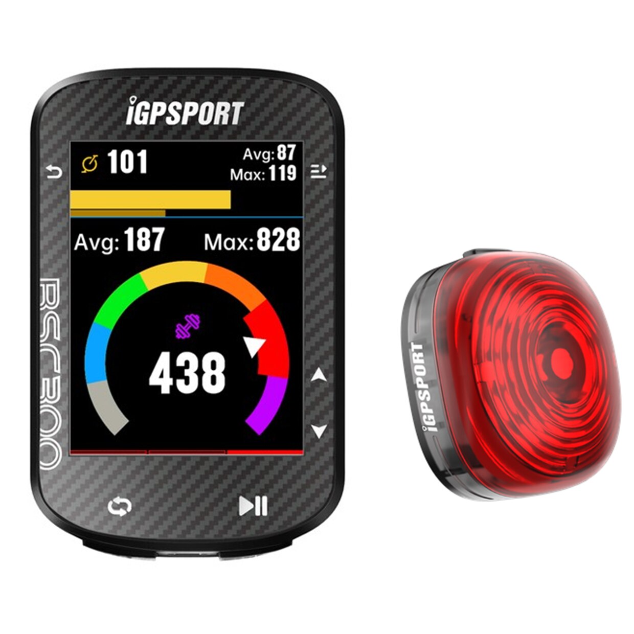 Set navigatie bicicleta IGPSPORT BSC300 si lampa TL30, 14,5mm, 67g