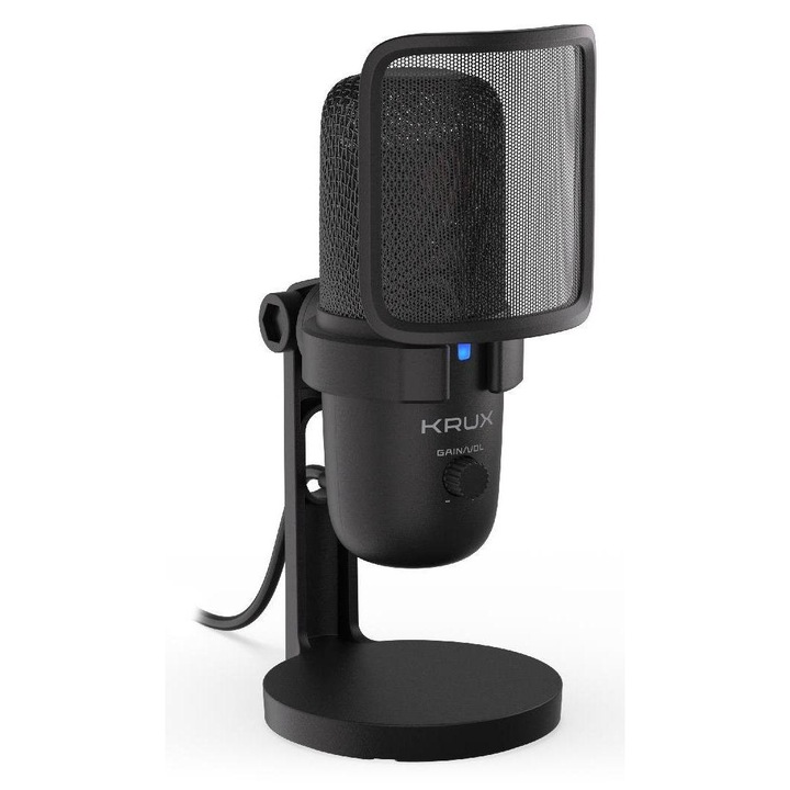 Microfon Krux Emote 2000S, cardioid, USB-C, 2m, negru, set complet