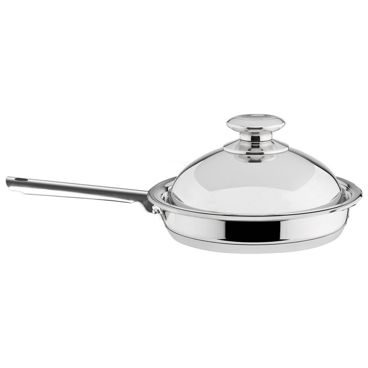 PHILIPIAK Универсален тиган 24 см, комплект с капак, сребрист, неръждаема стомана
