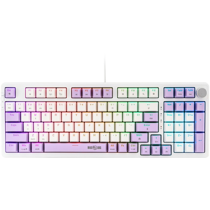 Механична клавиатура MAD DOG GK960W, Gateron Pro червена, бяла, 96%