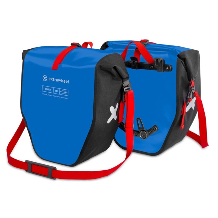 Geanta pentru bicicleta, EXTRAWHEEL, 50L, waterproof, granat, 62/45x34/23x17cm