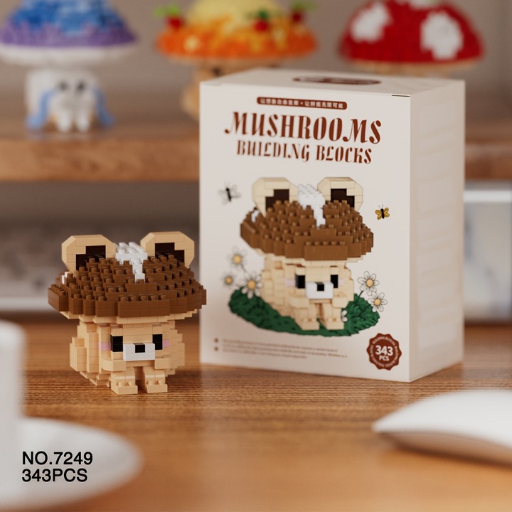 Set de constructie pentru copii, 343 Piese， Forma de ciuperca unica, potrivita pentru copiii cu varsta peste 3 ani