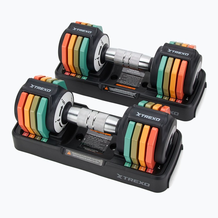 Set gantere reglabile TREXO 2 x 5 kg, multicolor