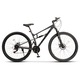 Bicicleta MTB de munte Velors Trail JSX29271, schimbator Shimano, suspensie fata/spate Genius, roata 29 inch, franare pe disc, 21 viteze, gri cu negru