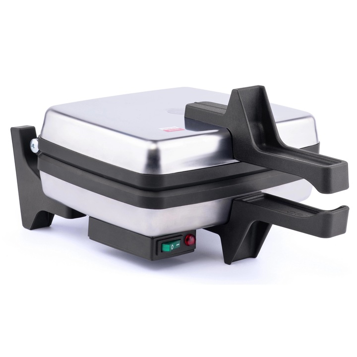 Гофретник Dezal, 1300W, сребрист, незалепващи плочи