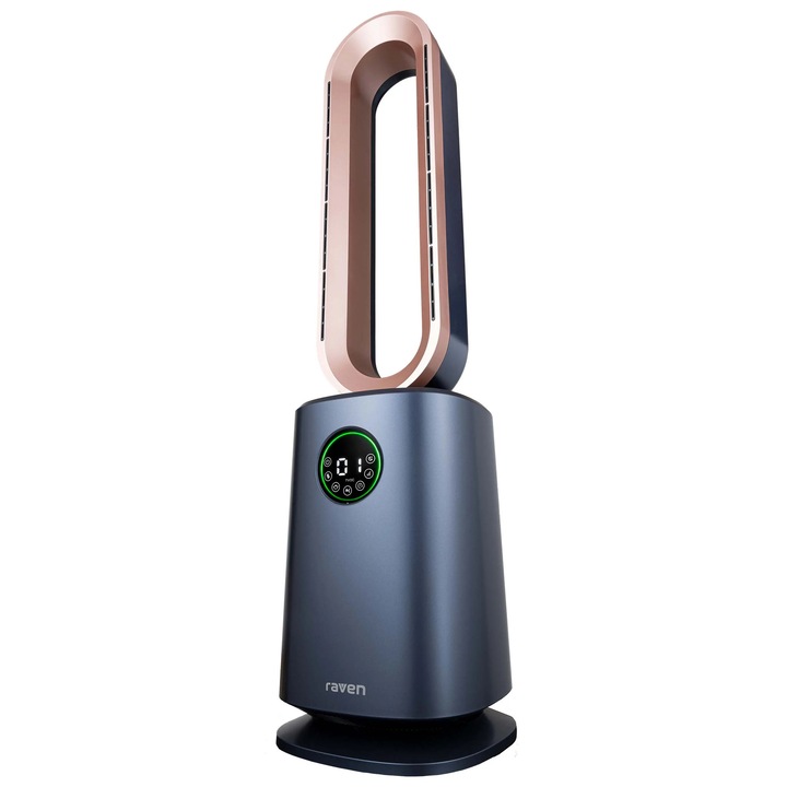 Raven ventilátoros fűtőtest, 1950W, gránátvörös, 23x88x23cm, funkciók: ionizáció, oszcilláció, időzítő, LCD kijelző