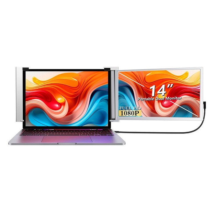 Monitor Extralink Smart Life S14 cu 1 ecran, 14" Full HD IPS 60Hz, pentru laptop de 14" pana la 17"