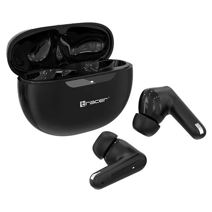 Casti wireless Tracer T10 TWS BT, intraauriculare, Bluetooth 5.4, negre