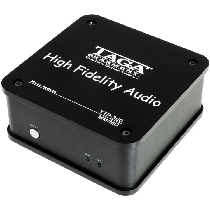 Preamplificator phono Taga Harmony, 0.01% distorsiune, 0.3 mV sensibilitate, negru, 113x54x113mm