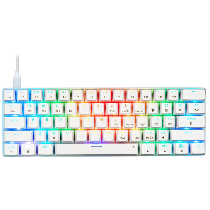 Механична клавиатура MAD DOG GK850W, Gateron червена, бяла, 60%