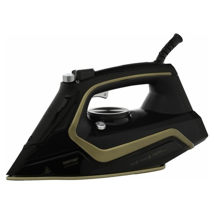 Fier de calcat cu abur Zelmer ZIR2620 GoldenGlide, 2600W, ceramica, negru, 1.9m