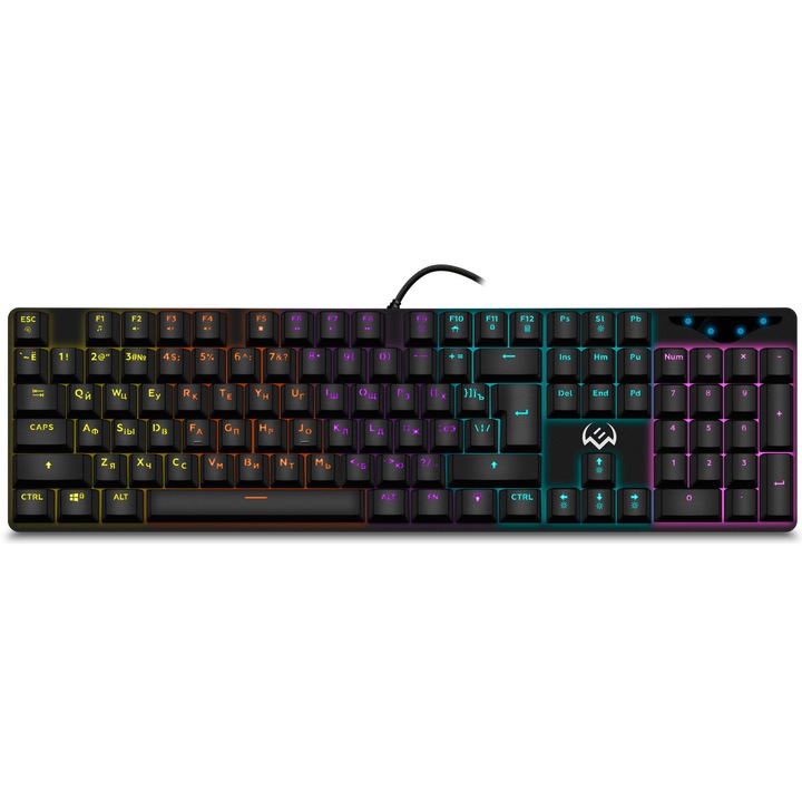 Механична клавиатура SVEN KB-G9300, 100%, anti-ghosting, Подсветка, Черен, 45x425x120 мм