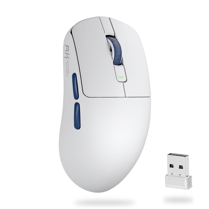 Безжична геймърска мишка RK Royal Kludge M30, Pixart Paw3311 12000 DPI сензор, 41g ултралека безжична геймърска мишка, 1000Hz анкетиране, 2.4G/Usb-C/Bluetooth мишка, 250mAh, напълно програмируеми бутони, бяла
