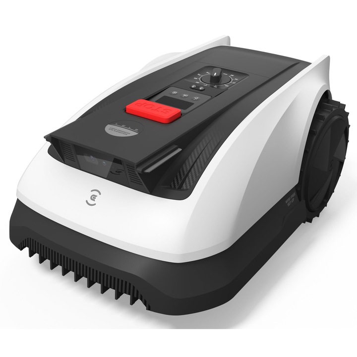 Robot de tuns iarba Ecovacs O800, alb-negru, pentru suprafata de 800m2, inaltime de taiere 30-80mm, dimensiuni 60x40x27cm