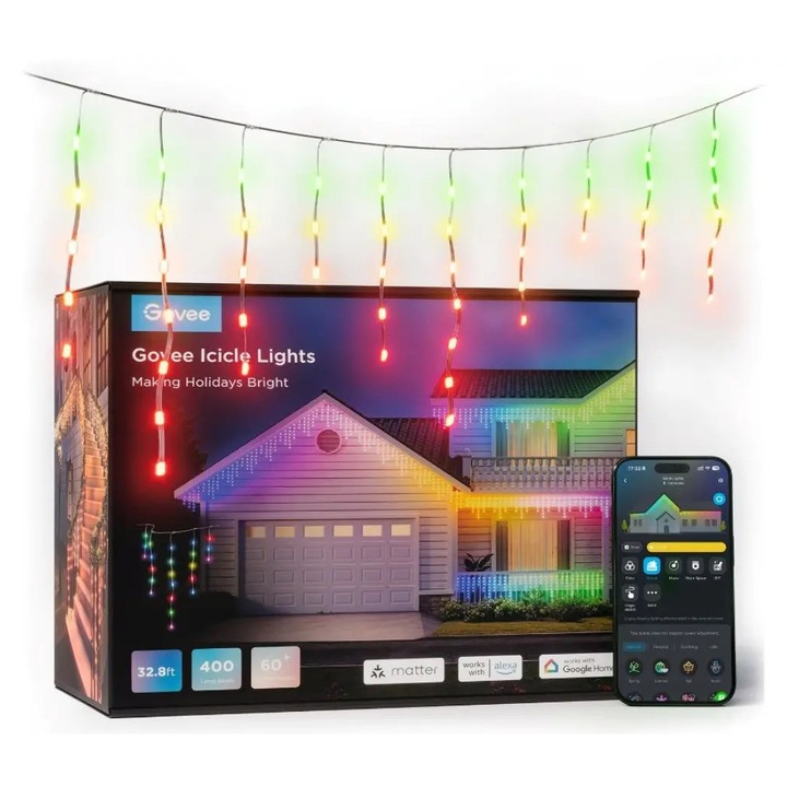 LED installáció, Govee, 10 m, RGB, kültéri használatra, IP65