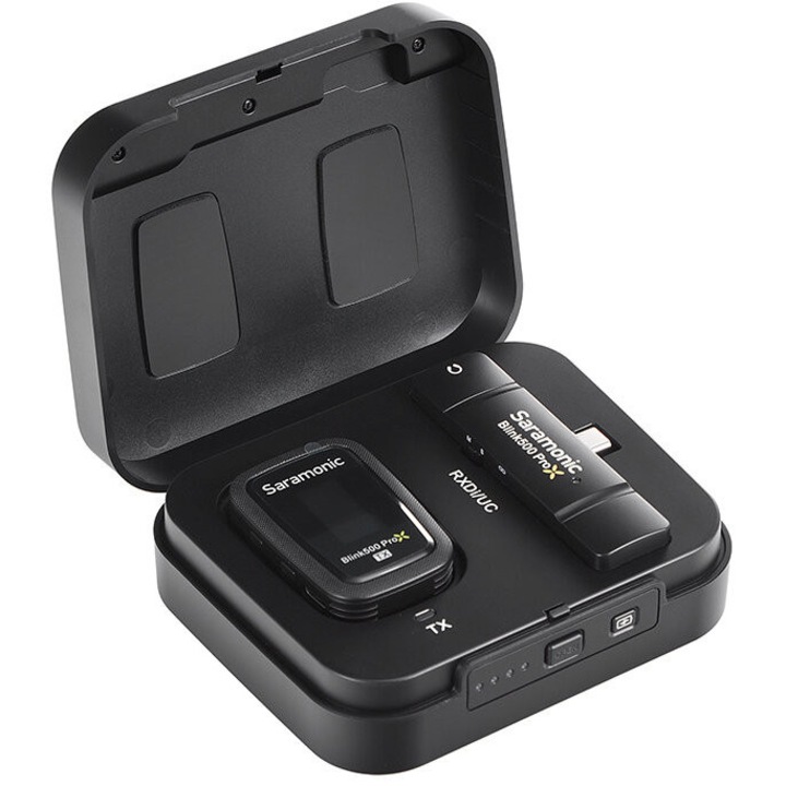 Sistem wireless Saramonic Blink500 ProX B5, microfon lavalier, negru, dimensiuni 15.5x38x56mm, set complet