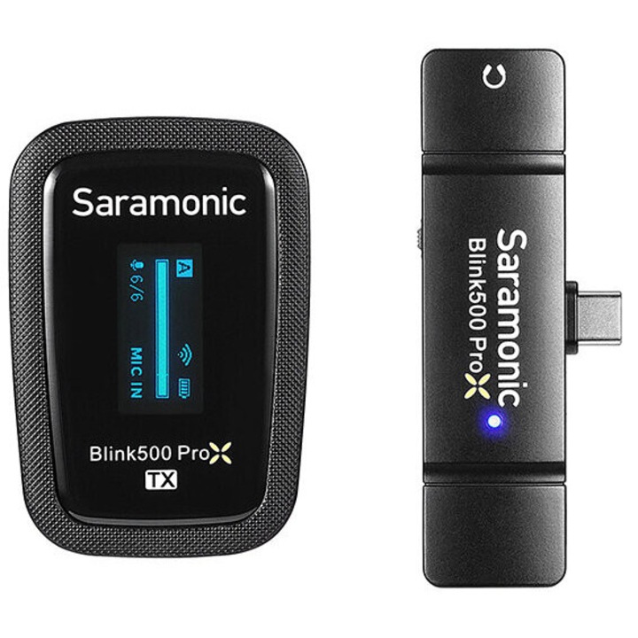 Sistem wireless Saramonic Blink500 ProX B5, microfon lavalier, negru, dimensiuni 15.5x38x56mm, set complet