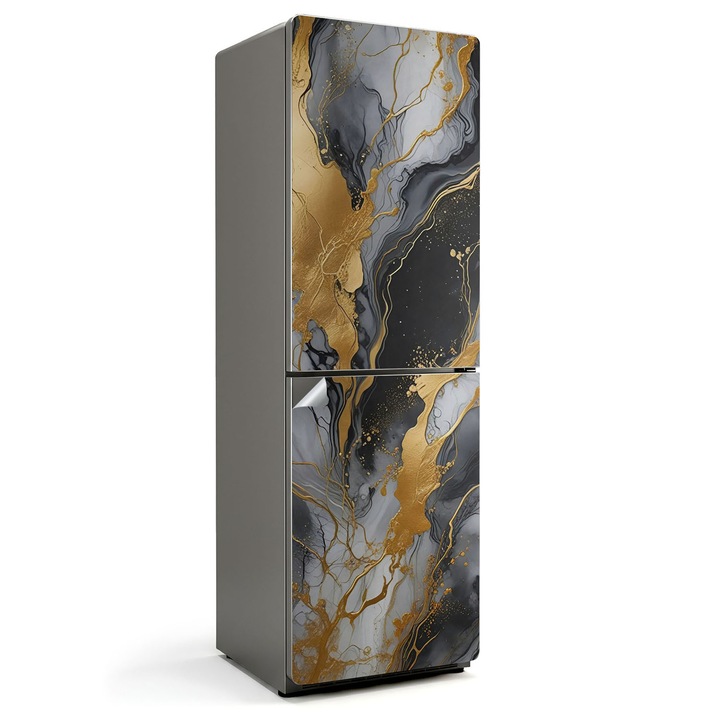 Folie autocolanta frigider, Wallfluent, Model de vene abstracte, Galben, 60x190 cm, 010120180060000284247