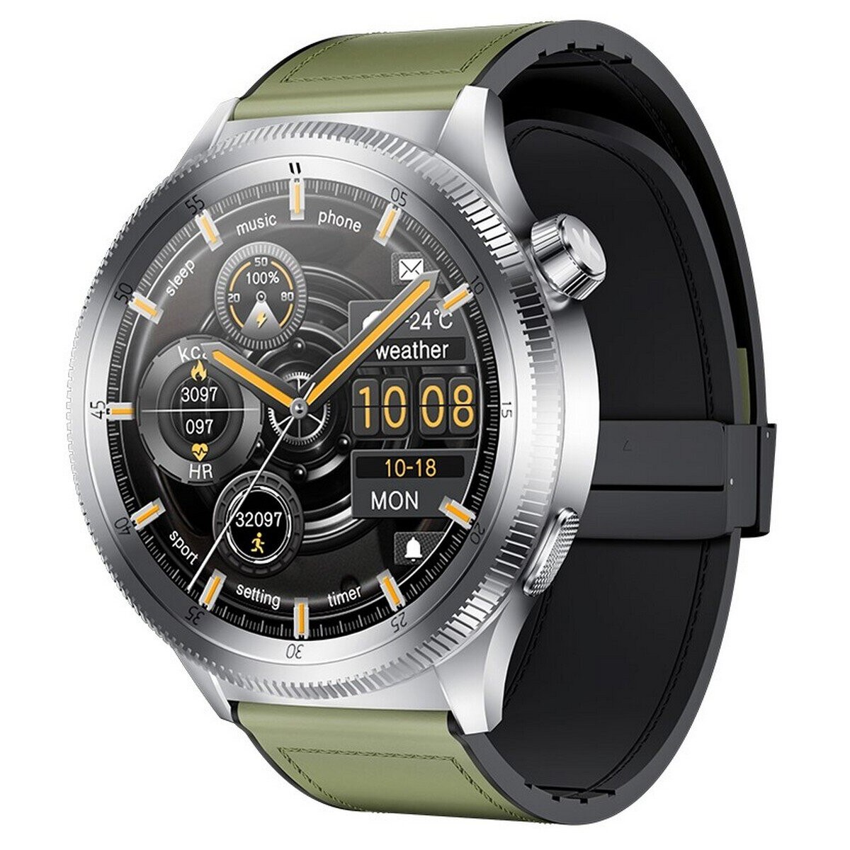 Smartwatch Kumi Gear GT3, Srebrny, 1.43 inch, rezistent la apa