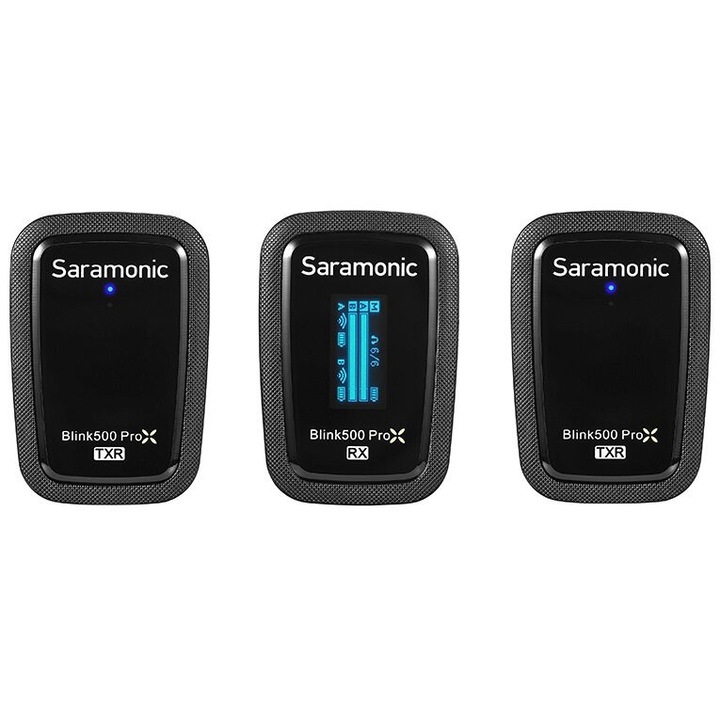 Saramonic Blink500 ProX B2R vezeték nélküli rendszer, csíptetős mikrofon, 2 mikrofon, fekete, 15,5x38x56mm