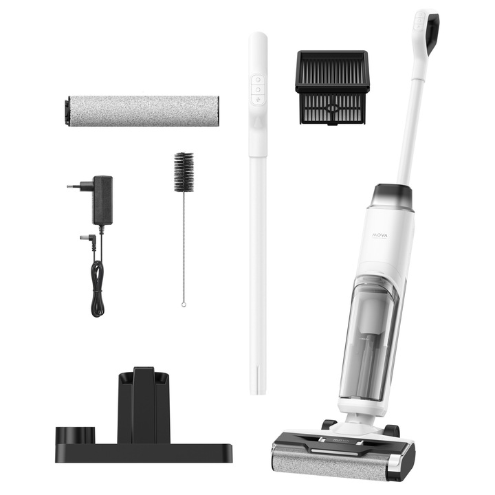 Aspirator Dreame Mova K10 Pro, alb, 30 min autonomie, 0.89l capacitate colectare, set inclusiv perie de curatare