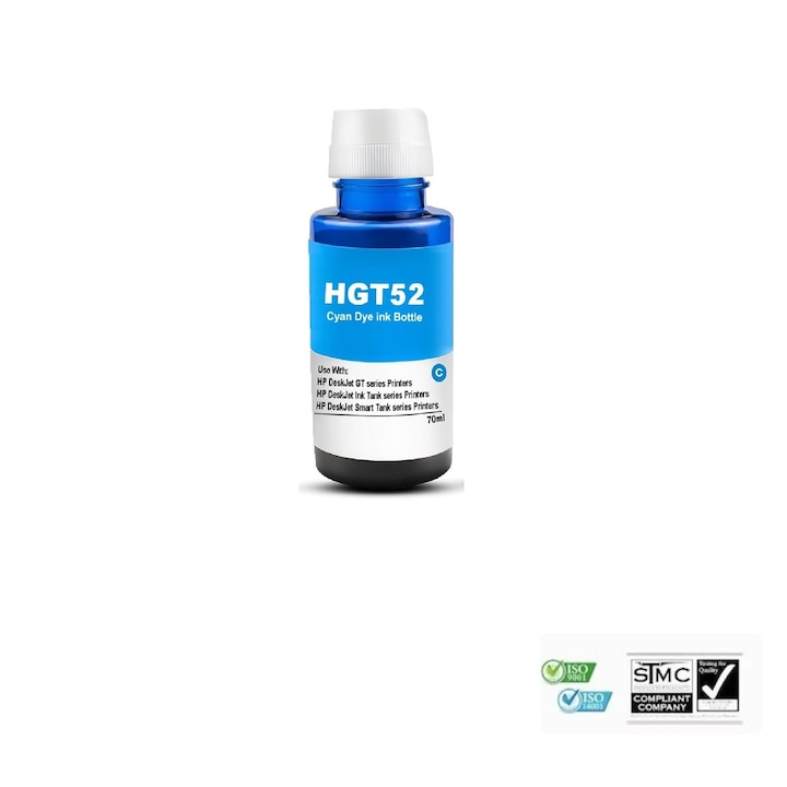 Kompatibilis tintapalack GT-52 GT52, ciánkék, 70 ml, HP GT5810 GT5820 HP SMART TANK 7605-höz