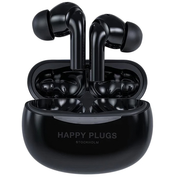 Vezeték nélküli fülhallgató Happy Plugs Joy Pro ANC, 4 mikrofonnal, Bluetooth, fekete
