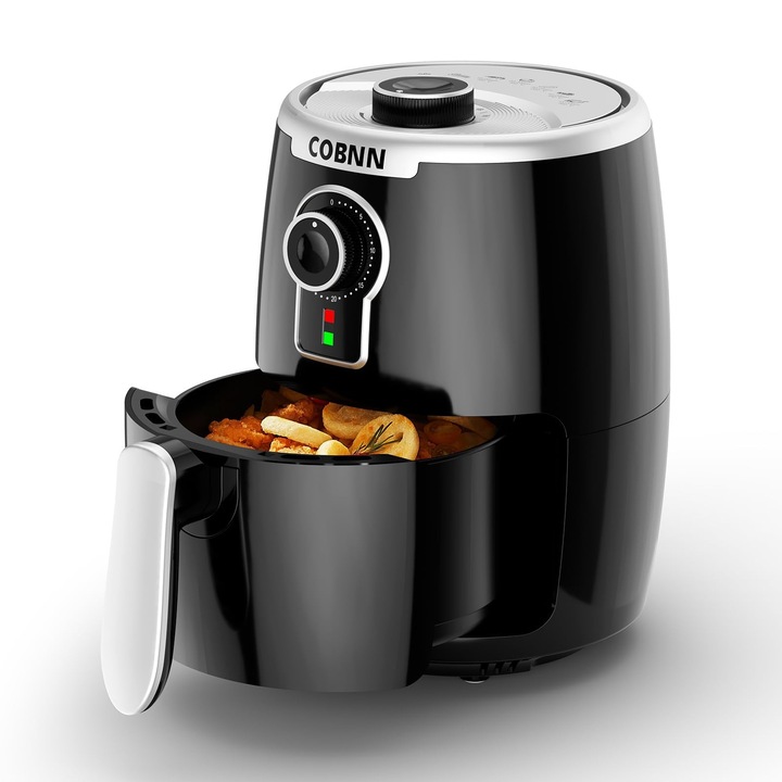 Friteuză cu aer cald COBNN 2L, 1500W, capacitate 3kg, funcții multiple, negru