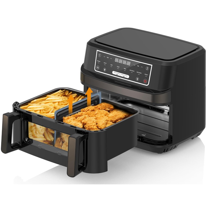 Friteuza ulei, Bestron, 2000W, 3 cosuri, Temperatura reglabila, Argintiu