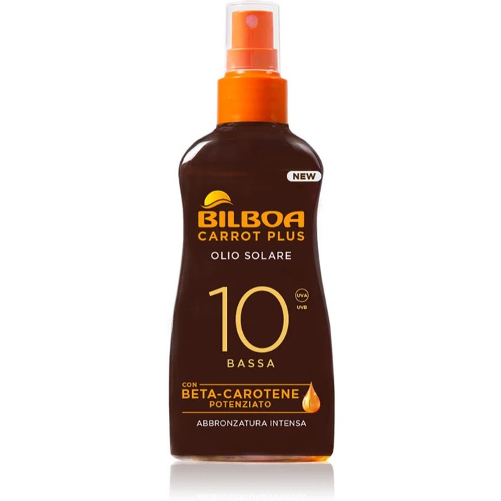 Ulei de bronzare, SPF 10, Bilboa Carrot Plus, 200 ml, protectie UV, pregatire pentru expunerea la soare