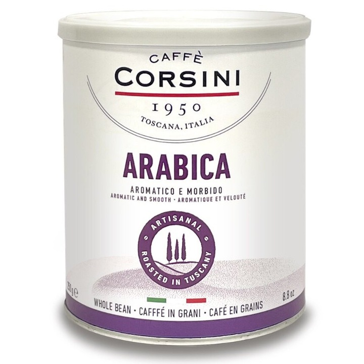 Cafe boabe, CAFFE CORSINI Arabica 0.25 kg, aroma intensa, note de ciocolata si caramel