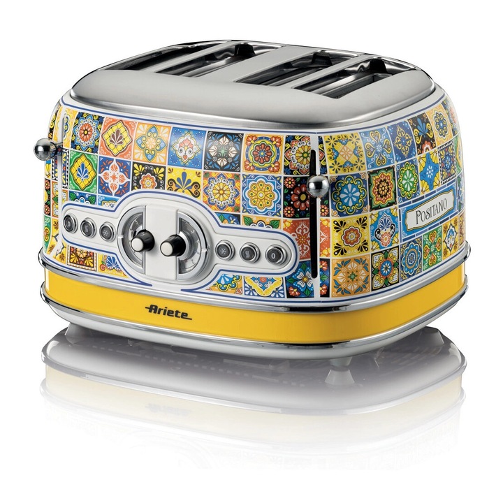 Тостер Ariete, 1600W, 4 филийки, жълт, 34x34x28см