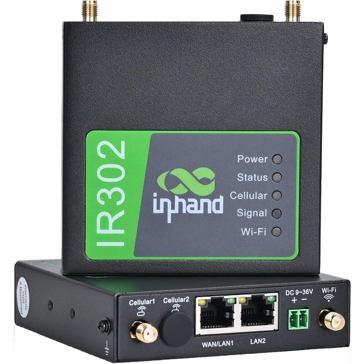 4G ipari kompakt router Ir302, Dual Sim, LTE Cat 4, Wi-Fi, külső antenna