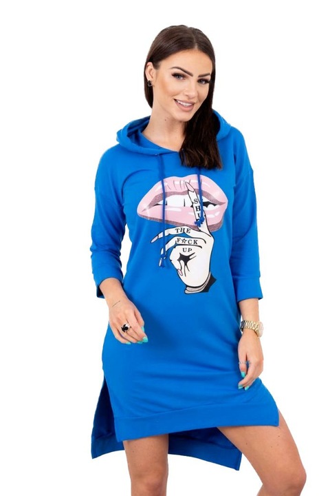 Дамска рокля тип суичър, Kesi, Essylott, метличина синьо, Светлосин, One Size