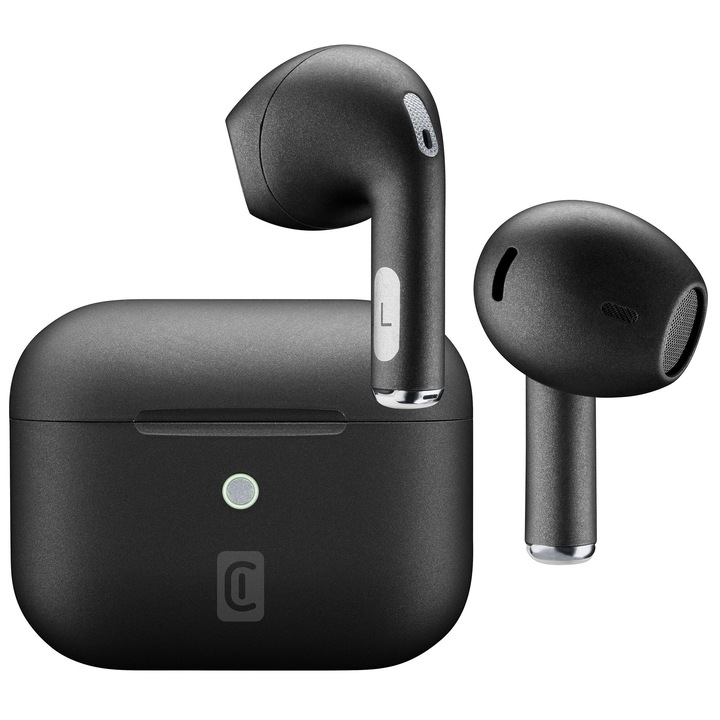 Casti wireless, Cellularline, Crystal, Bluetooth, 10 m, 14 H, negru, intraauriculare, control tactil