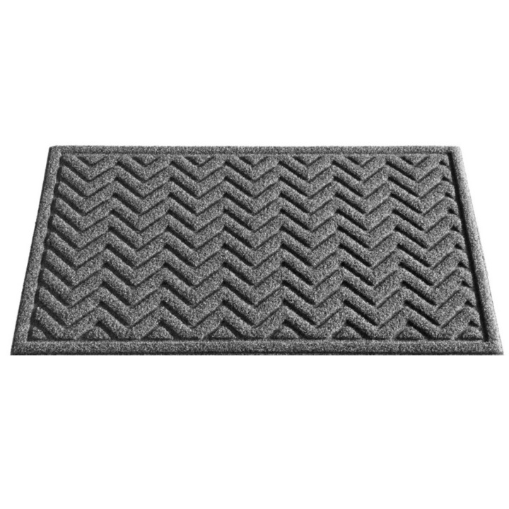 Covoras de intrare, interior & exterior ®OPTIMDEKO, 90x60 cm, anti-alunecare, foarte rezistent si durabil, Dirt Trapper, gri