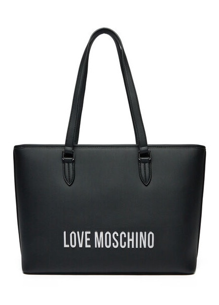 Geanta mare LOVE MOSCHINO, neagra, cu detalii argintii, dimensiuni